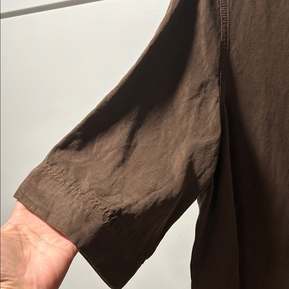 Zara Women's Dark Brown Button-Down Shirt - Picture 3 of 6